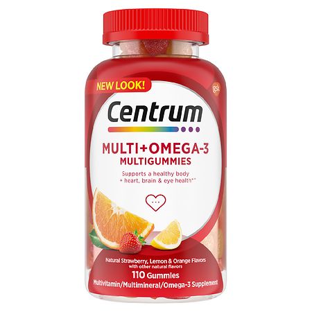 Centrum Multigummies Omega 3 Multivitamin Gummies For Adults Strawberry/Lemon/Orange - 110.0 ea