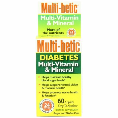 Diabetic Multivitamin Supplement Multibetic Alpha Lipoic Acid / Multivitamin / Chromium / Selenium 60 Caplets by MultiBetic