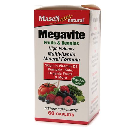 Mason Natural Megavite Fruits & Veggies Multivitamin, Caplets - 60.0 ea