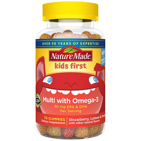 Nature Made Kids First Multivitamin with Omega-3 Gummies Strawberry, Lemon & Orange - 70.0 ea