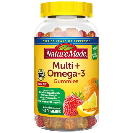 Nature Made Multivitamin + Omega-3 Gummies Strawberry, Lemon & Orange - 140.0 ea