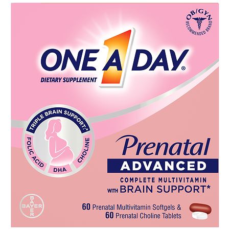 One A Day Prenatal Advanced Multivitamin With Choline, DHA, Folic Acid and Iron - 120.0 ea