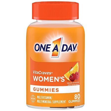 One A Day VitaCraves Women's Multivitamin Gummies Blue Raspberry, Cherry, Orange - 80.0 ea