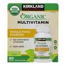 Organic Multivitamin One Per Day 80 Tablets Yeast Free by Kirkland Signature
