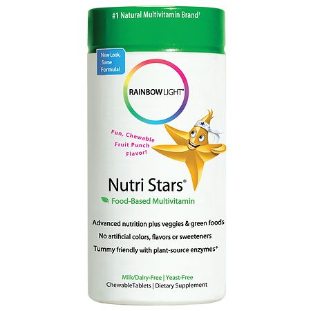 Rainbow Light Nutri Stars Food-Based Multivitamin, Chewable Tablets Fruit Punch - 120.0 ea