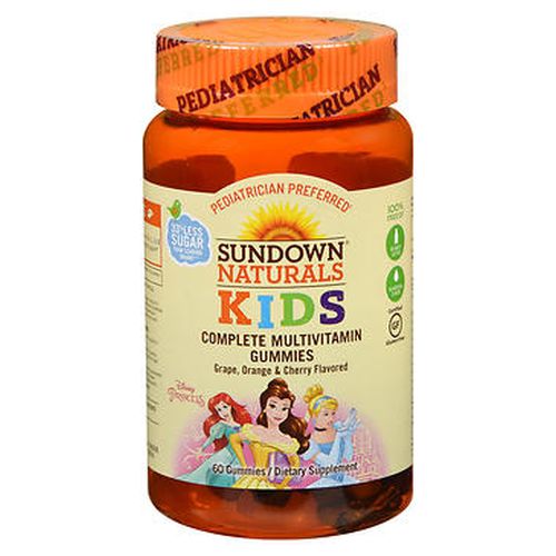 Sundown Naturals Kids Princess Complete Multivitamin Gummies Grape Orange and Cherry 60 Each by Sundown Naturals